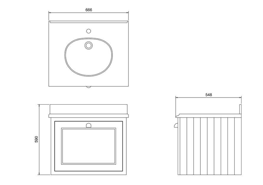 картинка Тумба под раковину подвесная с выдвижным ящиком, цвет матовый белый от магазина Burlington Official