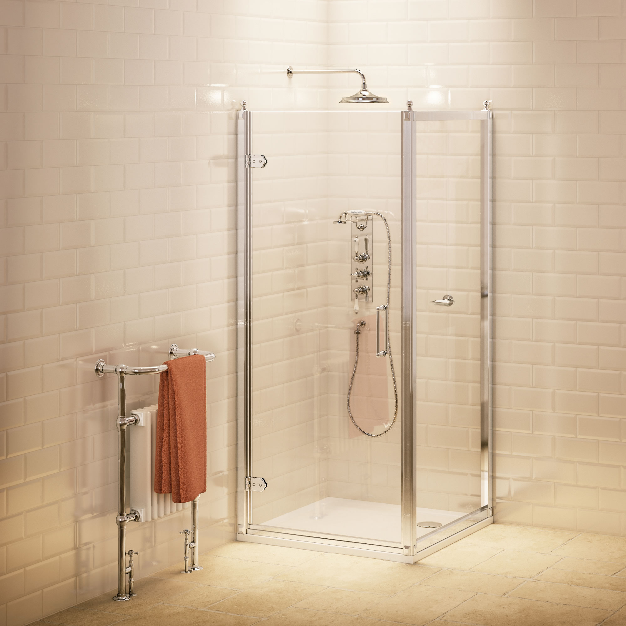картинка Дверь на петлях 800мм с боковым экраном 900мм, цвет Хром от магазина Burlington Official